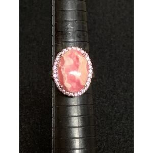 Rhodochrosite, Pink Ice and Sterling Silver Ring Size 8